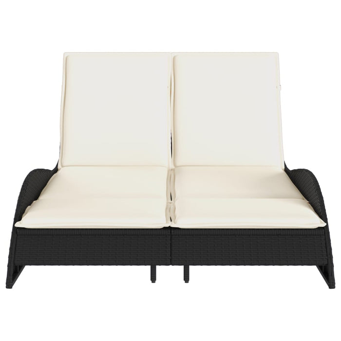 Sun Lounger With Cushions Black 114X205X73 Cm Poly Rattan Tlnxni