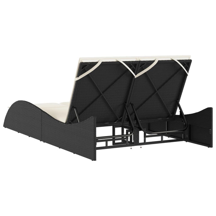 Sun Lounger With Cushions Black 114X205X73 Cm Poly Rattan Tlnxni