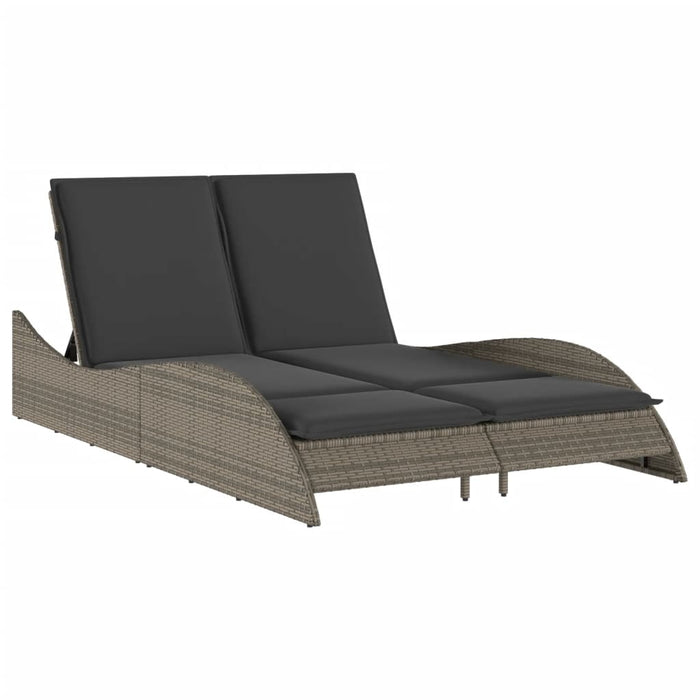 Sun Lounger With Cushions Grey 114X205X73 Cm Poly Rattan Tlnxnk