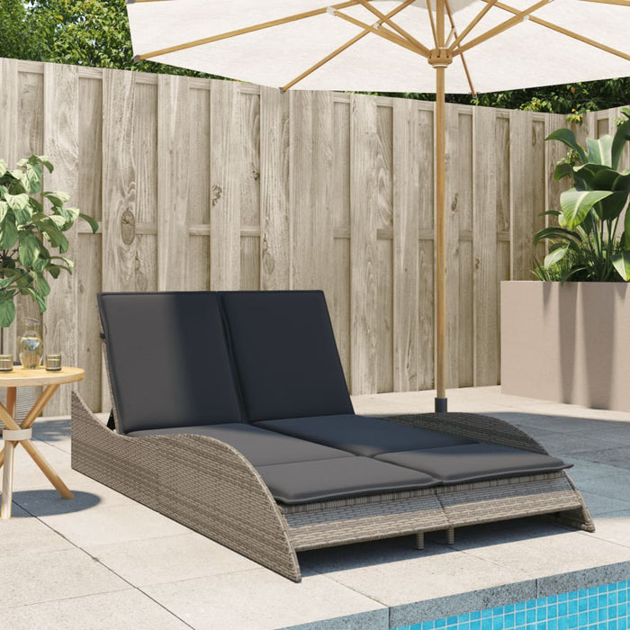 Sun Lounger With Cushions Grey 114X205X73 Cm Poly Rattan Tlnxnk