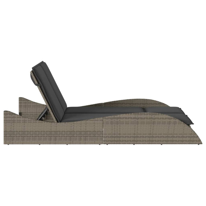 Sun Lounger With Cushions Grey 114X205X73 Cm Poly Rattan Tlnxnk