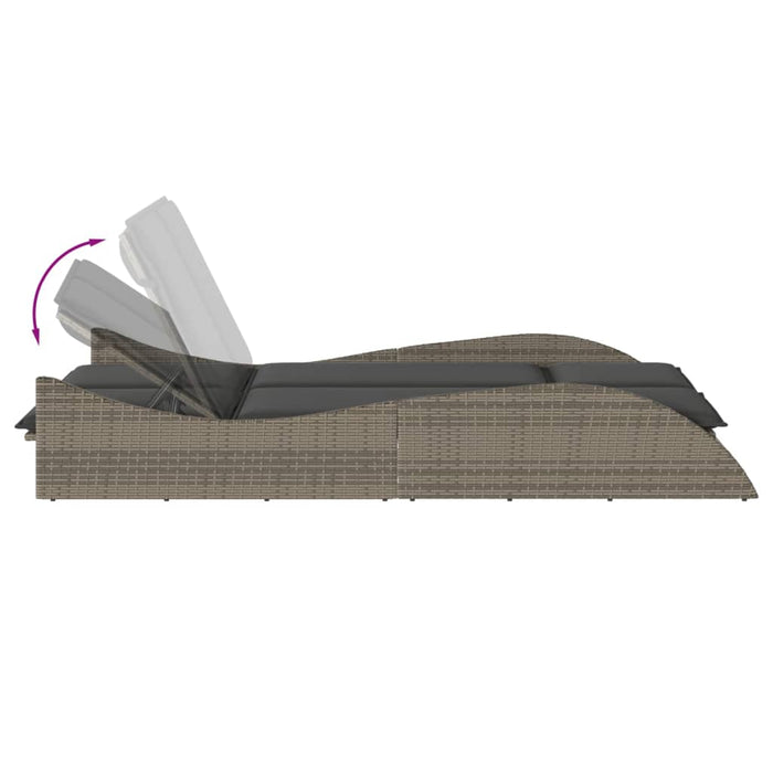 Sun Lounger With Cushions Grey 114X205X73 Cm Poly Rattan Tlnxnk