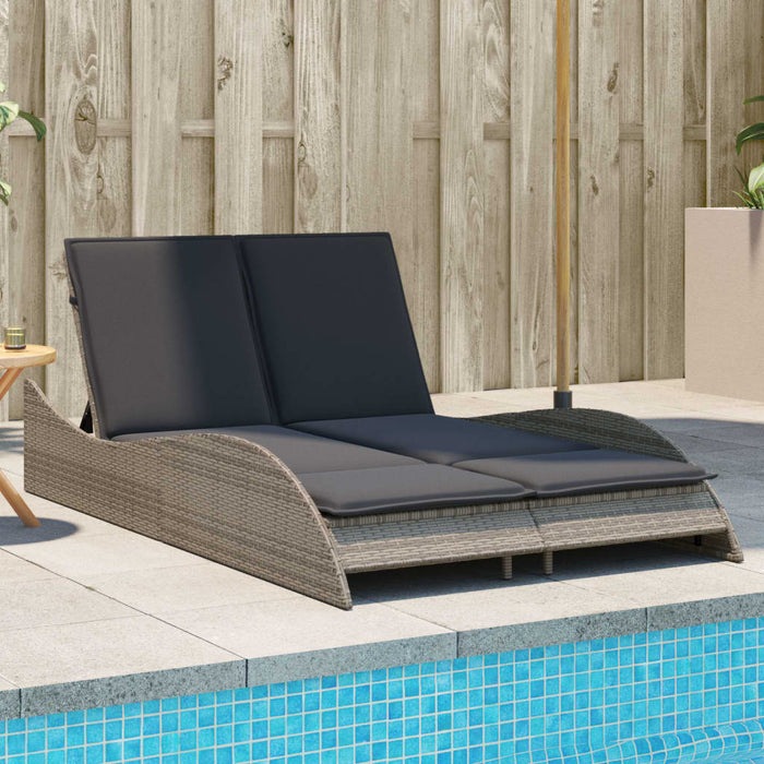 Sun Lounger With Cushions Grey 114X205X73 Cm Poly Rattan Tlnxnk