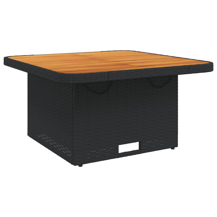 Garden Table Black 80X80X71 Cm Poly Rattan And Acacia Wood Tlnxlk