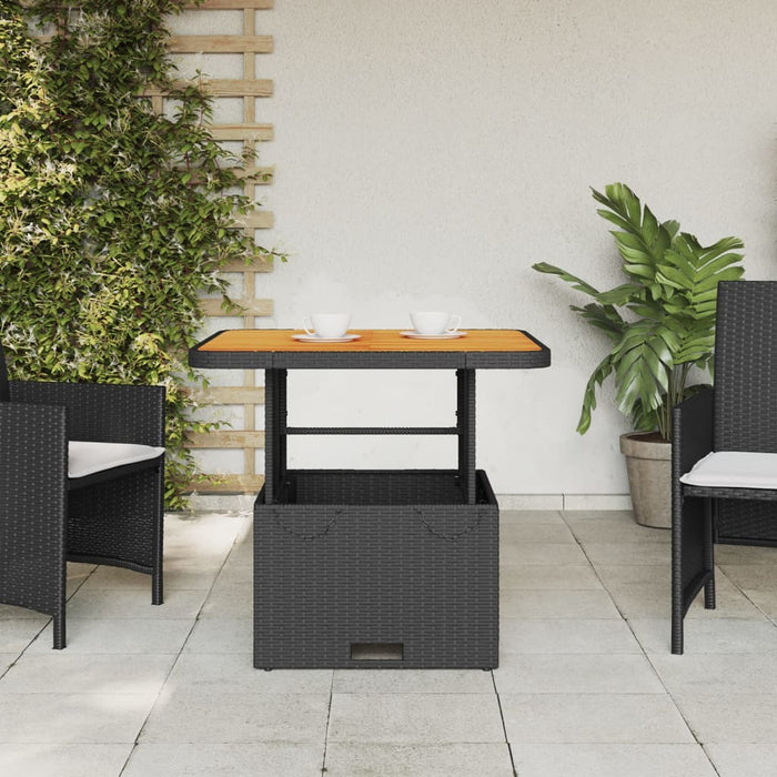 Garden Table Black 80X80X71 Cm Poly Rattan And Acacia Wood Tlnxlk