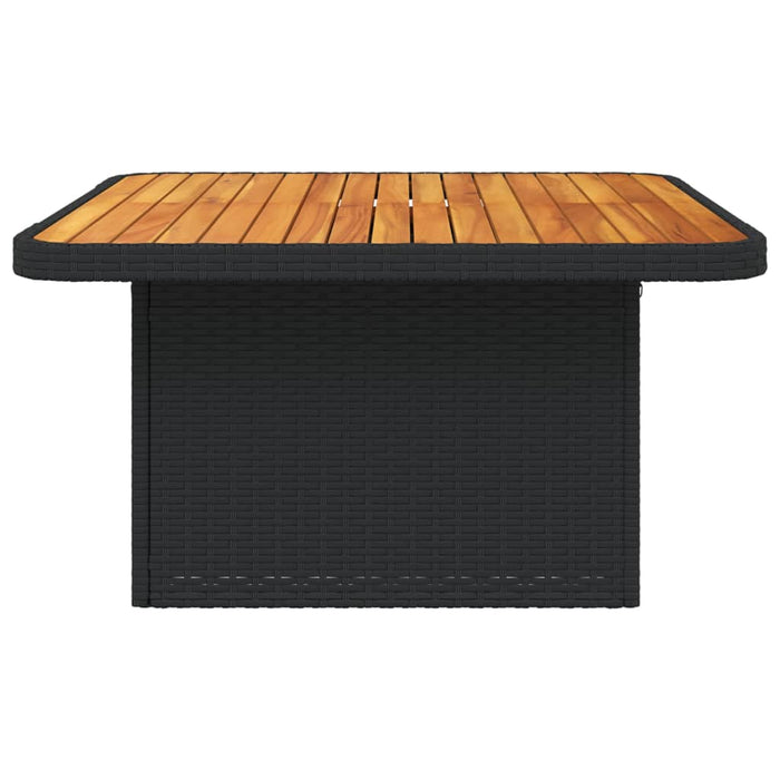 Garden Table Black 80X80X71 Cm Poly Rattan And Acacia Wood Tlnxlk