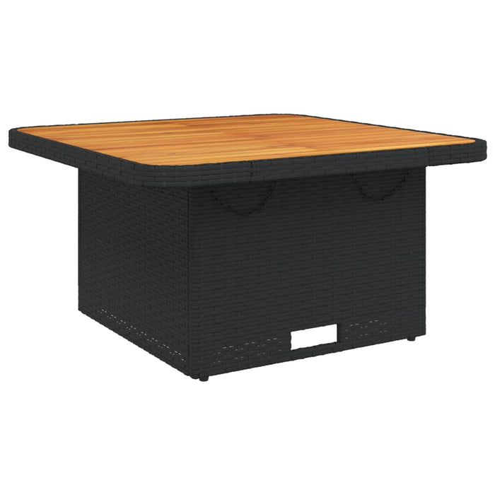 Garden Table Black 80X80X71 Cm Poly Rattan And Acacia Wood Tlnxlk