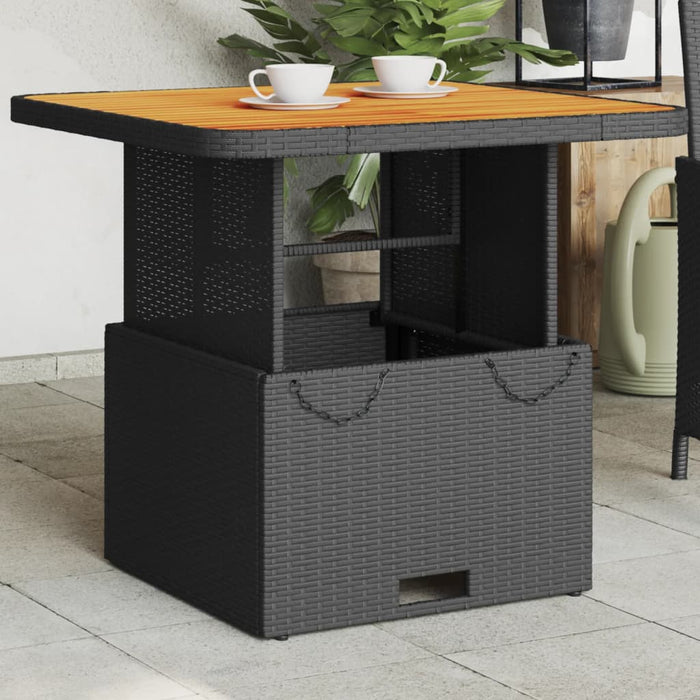 Garden Table Black 80X80X71 Cm Poly Rattan And Acacia Wood Tlnxlk