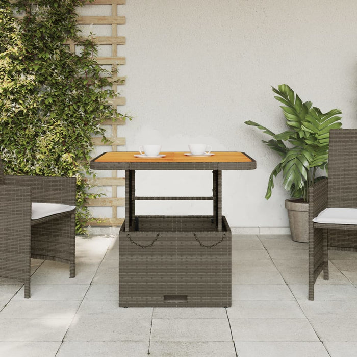 Garden Table Grey 80X80X71 Cm Poly Rattan And Acacia Wood Tlnxib
