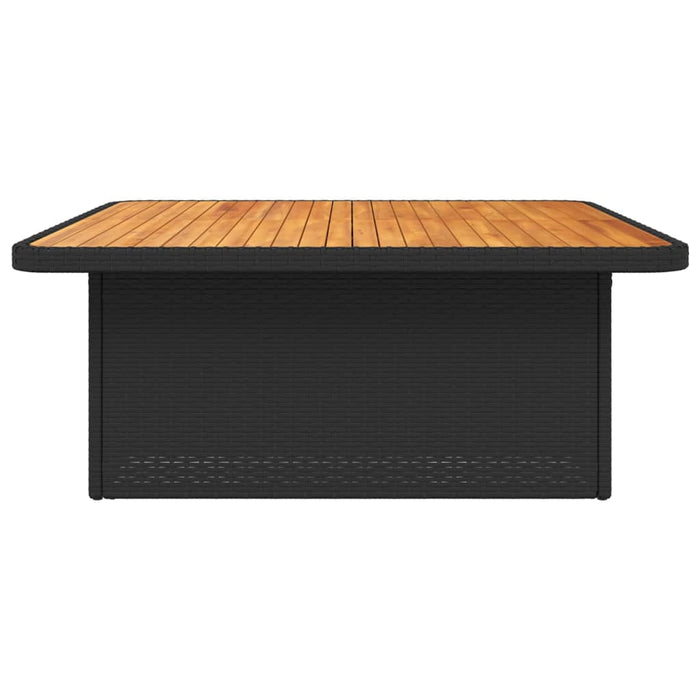 Garden Table Black 110X110X71 Cm Poly Rattan And Acacia Wood Tlnxix