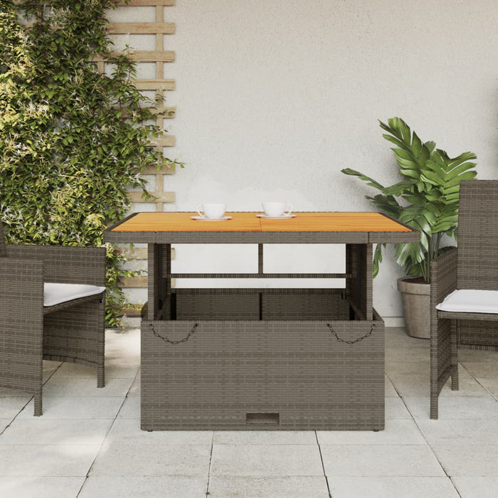 Garden Table Grey 110X110X71 Cm Poly Rattan And Acacia Wood Tlnxit