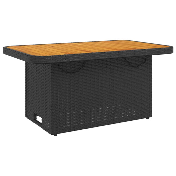 Garden Table Black 90X55X71 Cm Poly Rattan And Acacia Wood Tlnxip