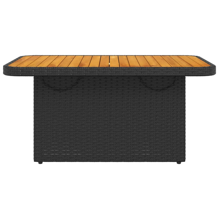 Garden Table Black 90X55X71 Cm Poly Rattan And Acacia Wood Tlnxip