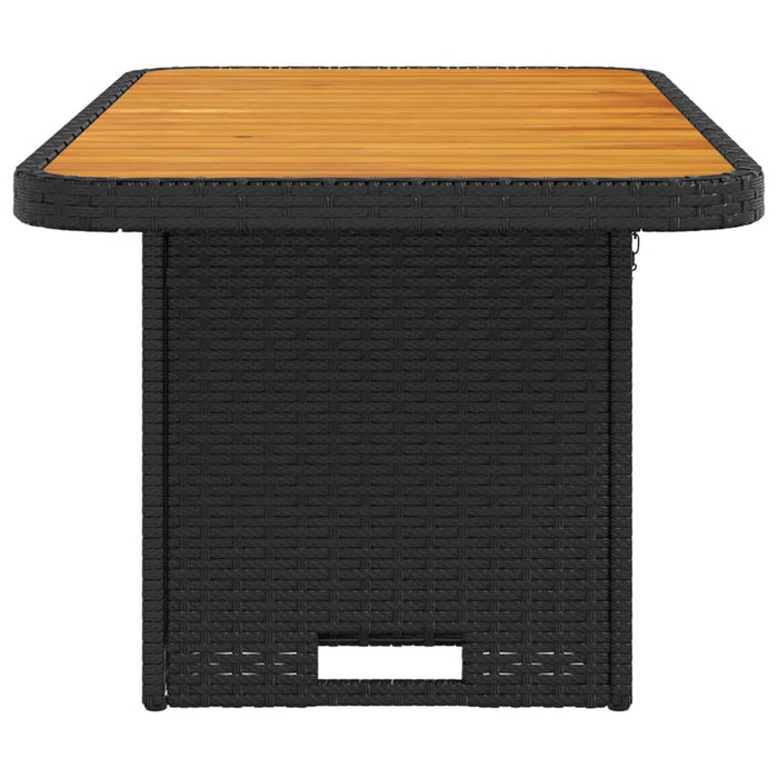 Garden Table Black 90X55X71 Cm Poly Rattan And Acacia Wood Tlnxip