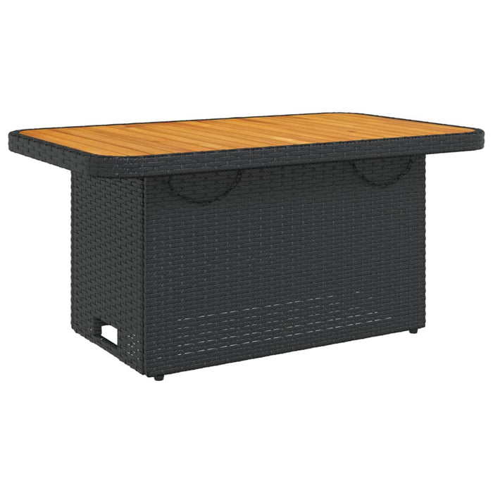 Garden Table Black 90X55X71 Cm Poly Rattan And Acacia Wood Tlnxip