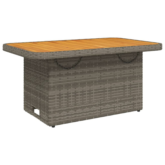 Garden Table Grey 90X55X71 Cm Poly Rattan And Acacia Wood Tlnxil