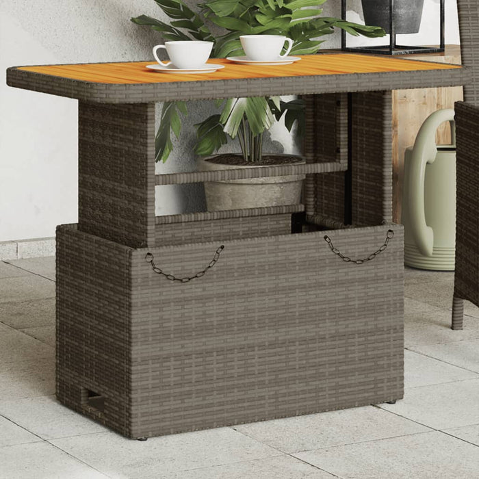 Garden Table Grey 90X55X71 Cm Poly Rattan And Acacia Wood Tlnxil