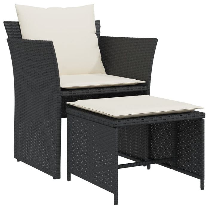 Garden Chair With Footstool Black Poly Rattan Tlnlol