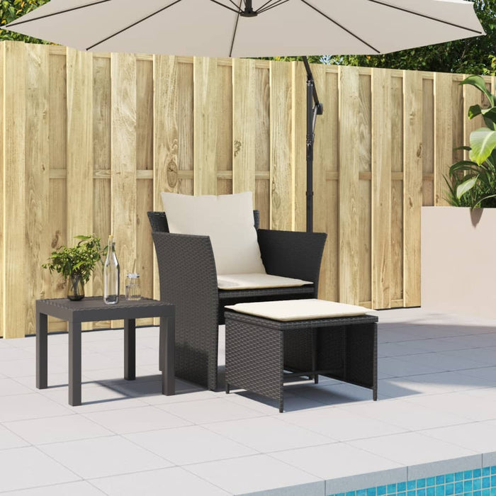 Garden Chair With Footstool Black Poly Rattan Tlnlol