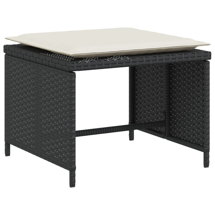 Garden Chair With Footstool Black Poly Rattan Tlnlol