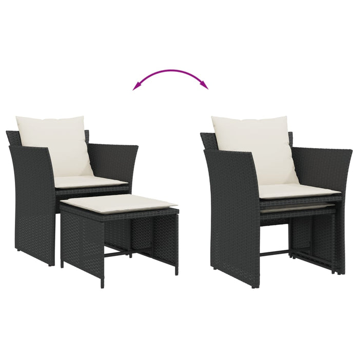 Garden Chair With Footstool Black Poly Rattan Tlnlol