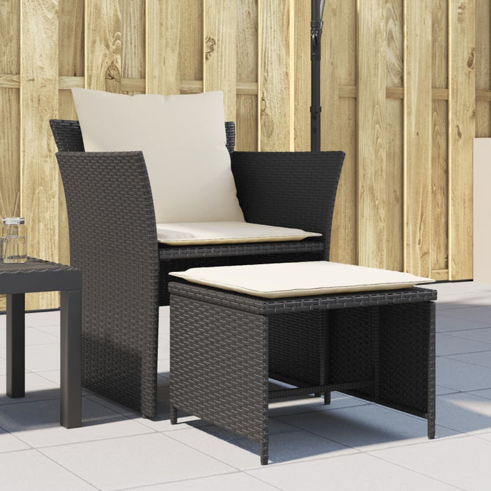 Garden Chair With Footstool Black Poly Rattan Tlnlol