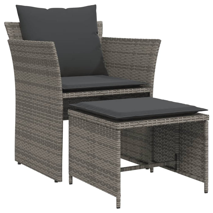 Garden Chair With Footstool Grey Poly Rattan Tlnlon