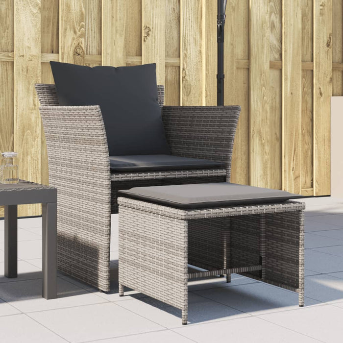 Garden Chair With Footstool Grey Poly Rattan Tlnlon