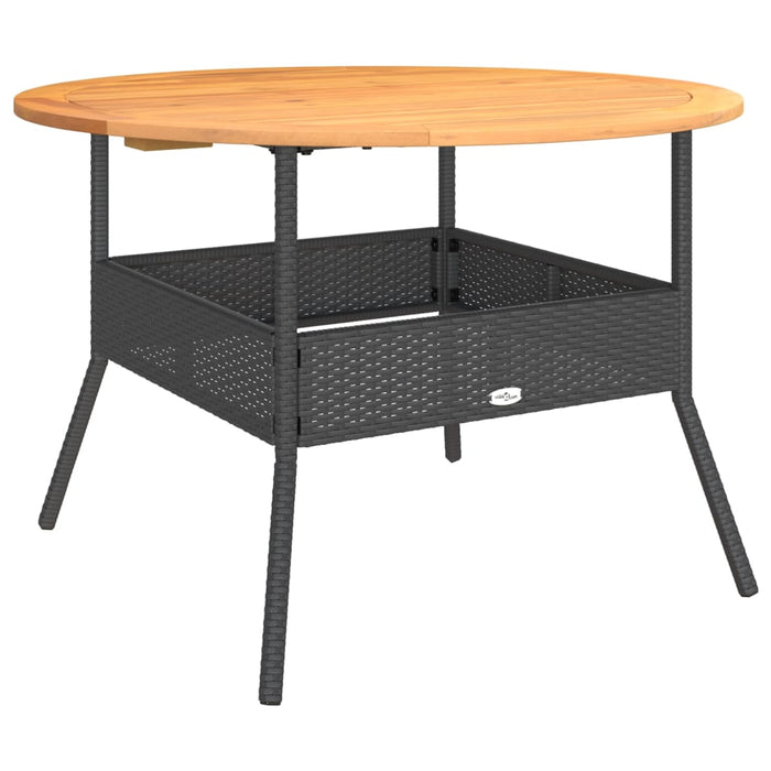 Garden Table With Acacia Wood Top Black Ø110X71 Cm Poly Rattan Tlnlxp