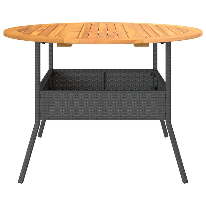 Garden Table With Acacia Wood Top Black Ø110X71 Cm Poly Rattan Tlnlxp