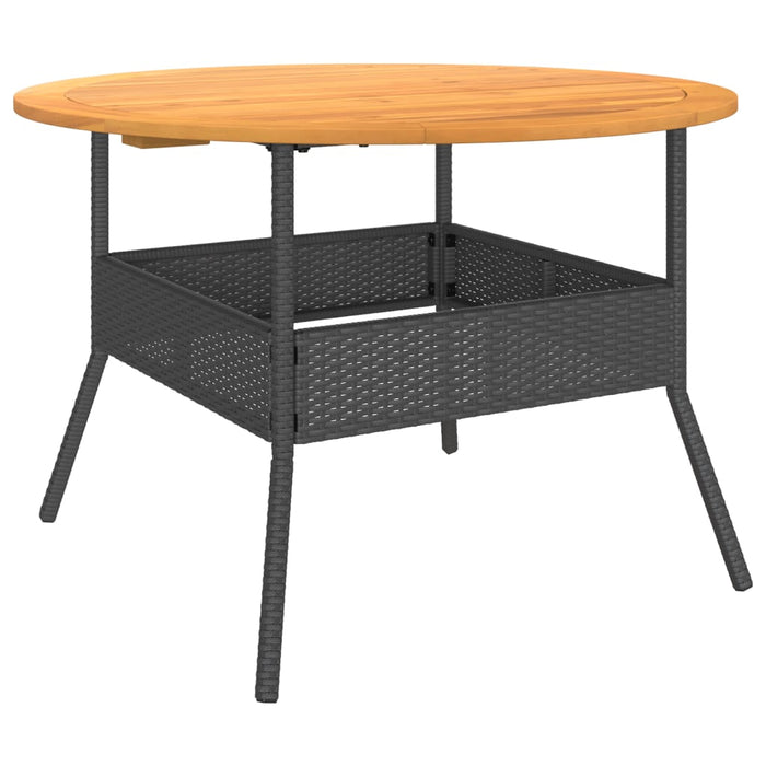 Garden Table With Acacia Wood Top Black Ø110X71 Cm Poly Rattan Tlnlxp