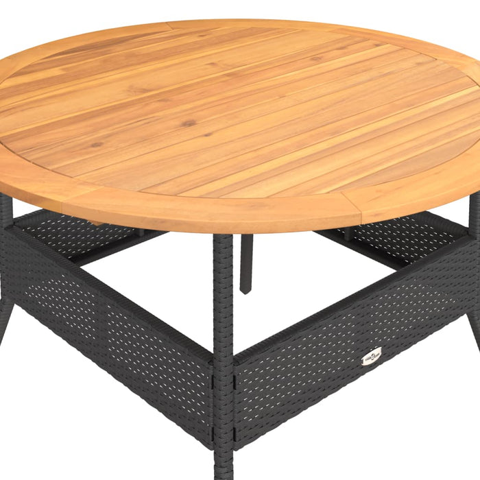 Garden Table With Acacia Wood Top Black Ø110X71 Cm Poly Rattan Tlnlxp