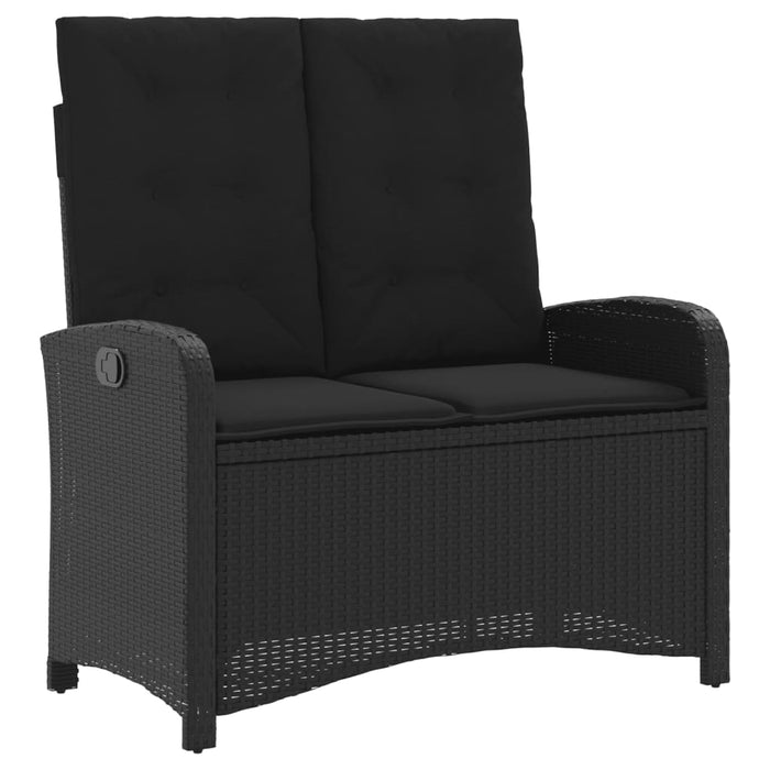 Reclining Garden Bench With Cushions Black Poly Rattan Tlnxol