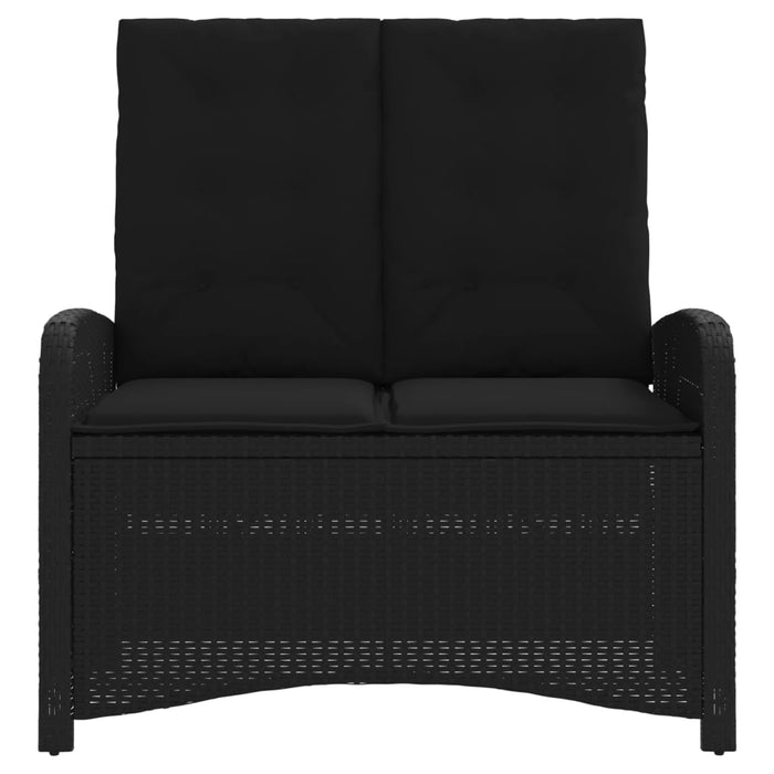 Reclining Garden Bench With Cushions Black Poly Rattan Tlnxol