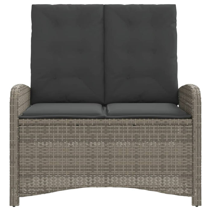 Reclining Garden Bench With Cushions Grey Poly Rattan Tlnxon