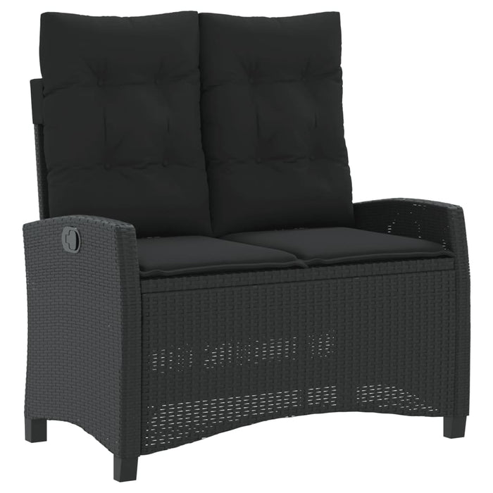 Reclining Garden Bench With Cushions Black Poly Rattan Tlnxxl