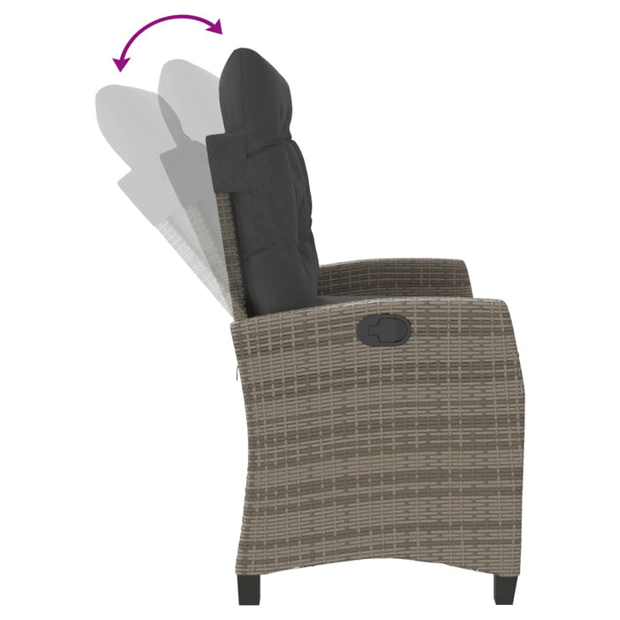 Reclining Garden Bench With Cushions Grey Poly Rattan Tlnxxn