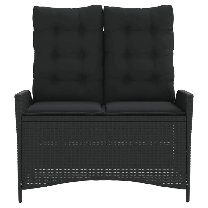 Reclining Garden Bench With Cushions Black Poly Rattan Tlnxtl