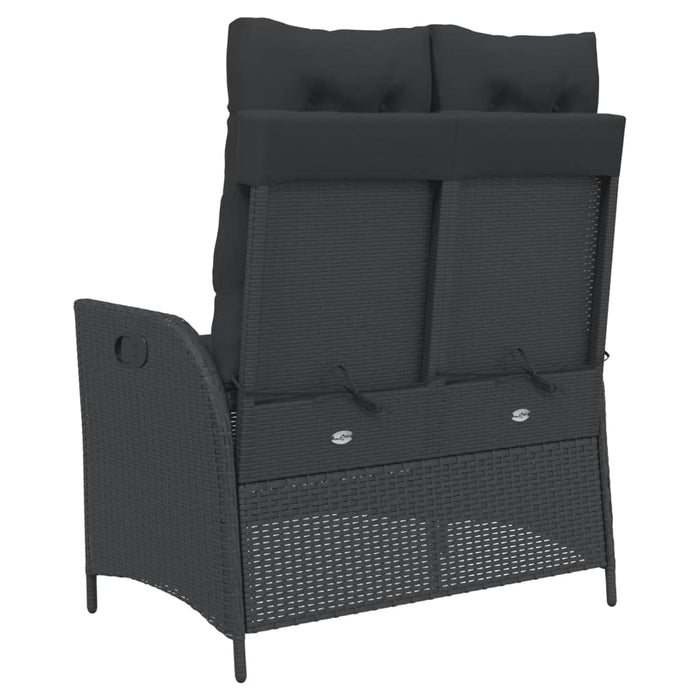 Reclining Garden Bench With Cushions Black Poly Rattan Tlnxtl