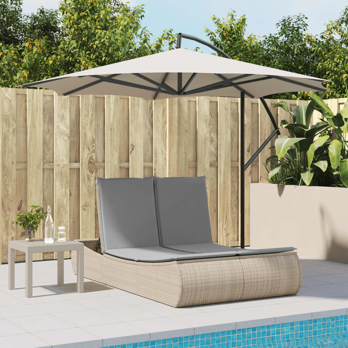 Double Sun Lounger With Cushions Beige Poly Rattan Tlnbkt