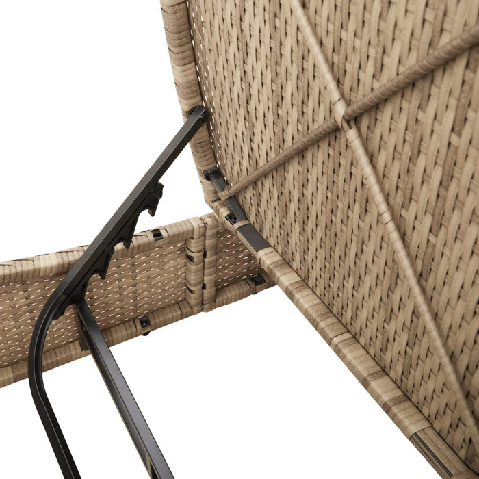 Double Sun Lounger With Cushions Beige Poly Rattan Tlnbkt