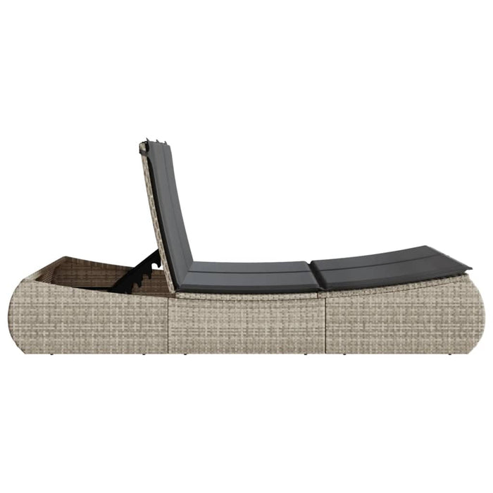 Double Sun Lounger With Cushions Light Grey Poly Rattan Tlnbkp