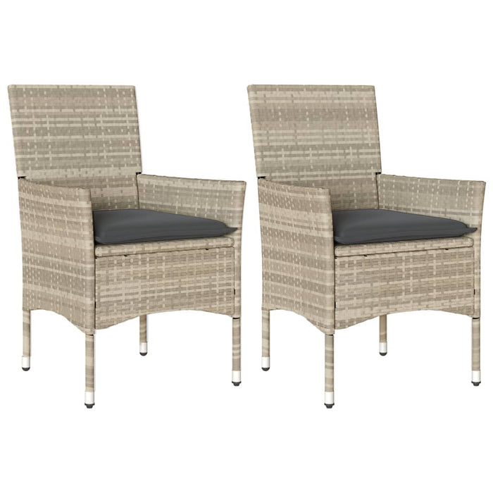 Garden Chairs With Cushions 2 Pcs Light Grey Poly Rattan Tlnooa