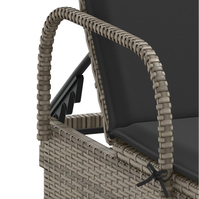 Sun Lounger With Wheels And Cushion Grey Poly Rattan Tlntob