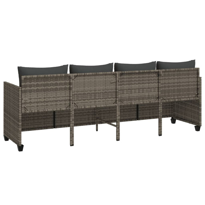 Sun Lounger With Cushions Grey Poly Rattan Tlntxn