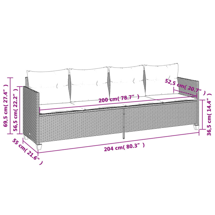 Sun Lounger With Cushions Grey Poly Rattan Tlntxn