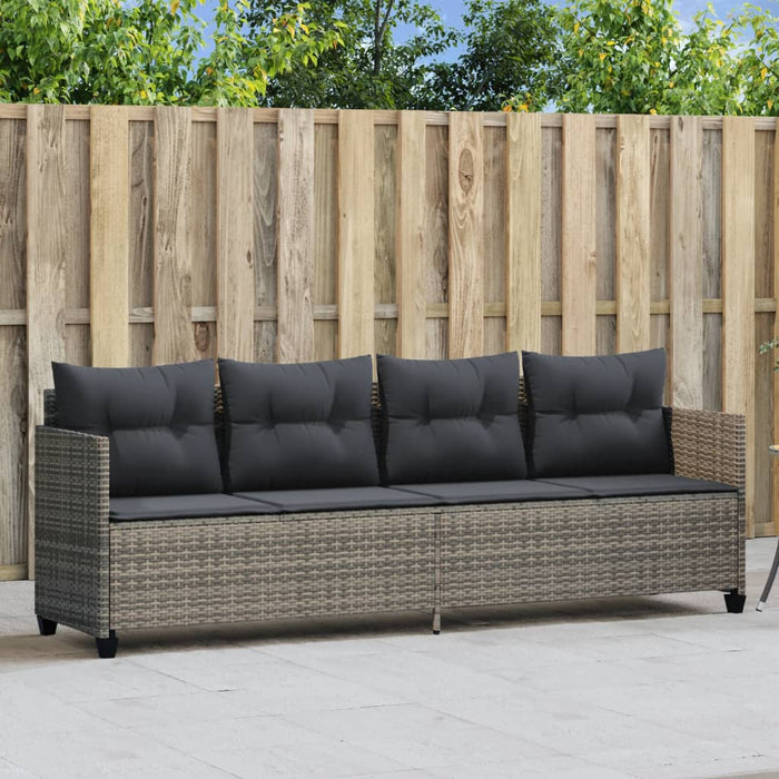 Sun Lounger With Cushions Grey Poly Rattan Tlntxn