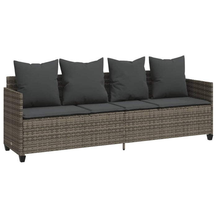 Sun Lounger With Cushions Grey Poly Rattan Tlntal