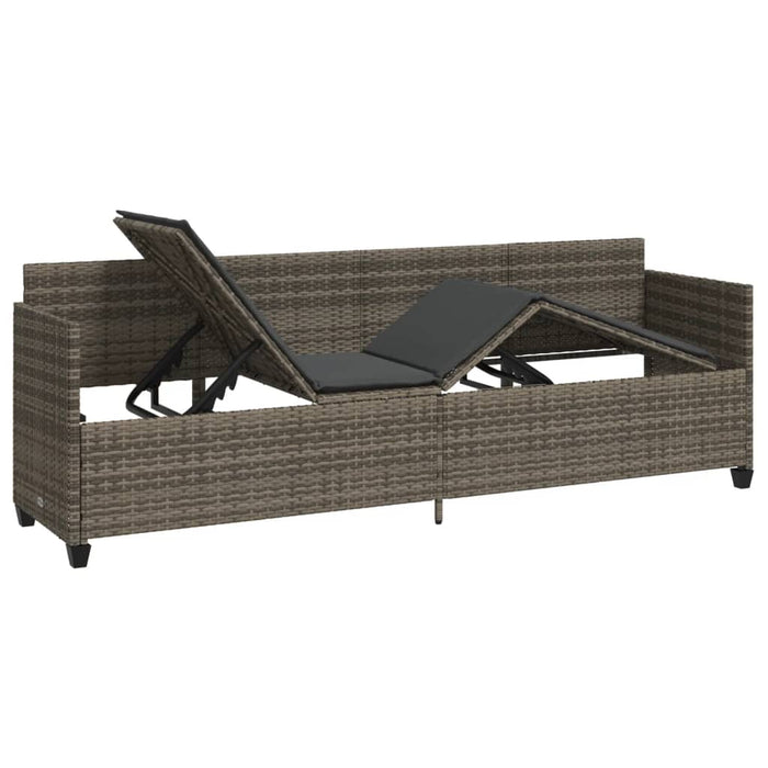 Sun Lounger With Cushions Grey Poly Rattan Tlntal
