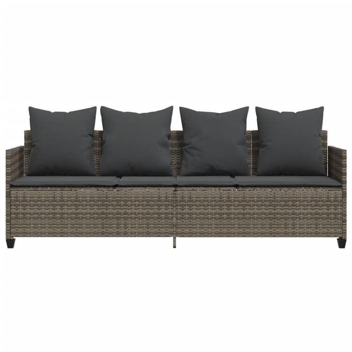 Sun Lounger With Cushions Grey Poly Rattan Tlntal